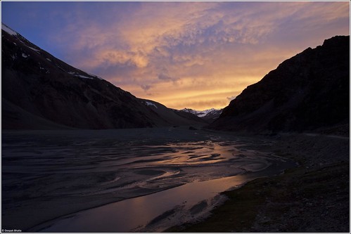 sunset mountains river landscape leh indus ladakh nh21