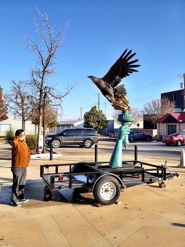 sculpture newmexico art eagle patrick torch trailer
