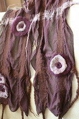 Nuno Felted Scarf - Brown with accents