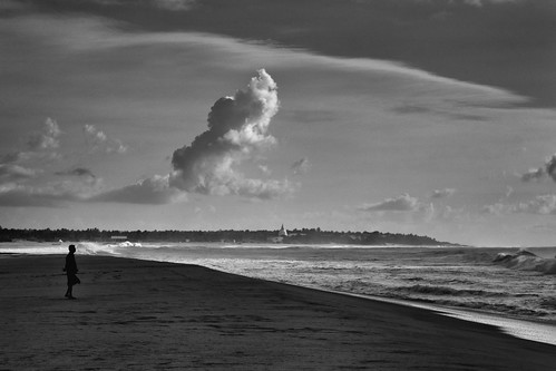 blackandwhite beach clouds sunrise lonely