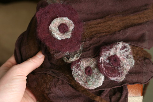 Nuno Felted Scarf - Brown with accents9