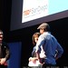 founder jack abbott with hosts troy johnson & susan taylor   TEDx San Diego 2011    MG 3491