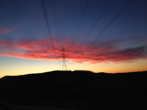 sunset red sky lines power kentucky roadtrip 4s iphone