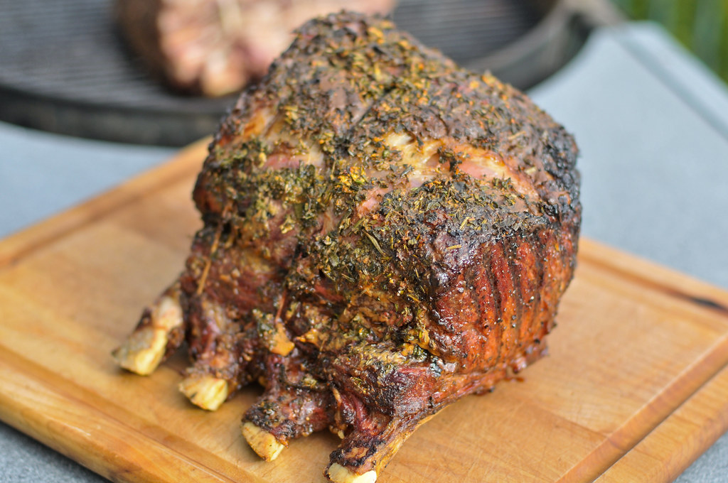 Grill-Roasted Herb-Crusted Standing Rib Roast Recipe ...
