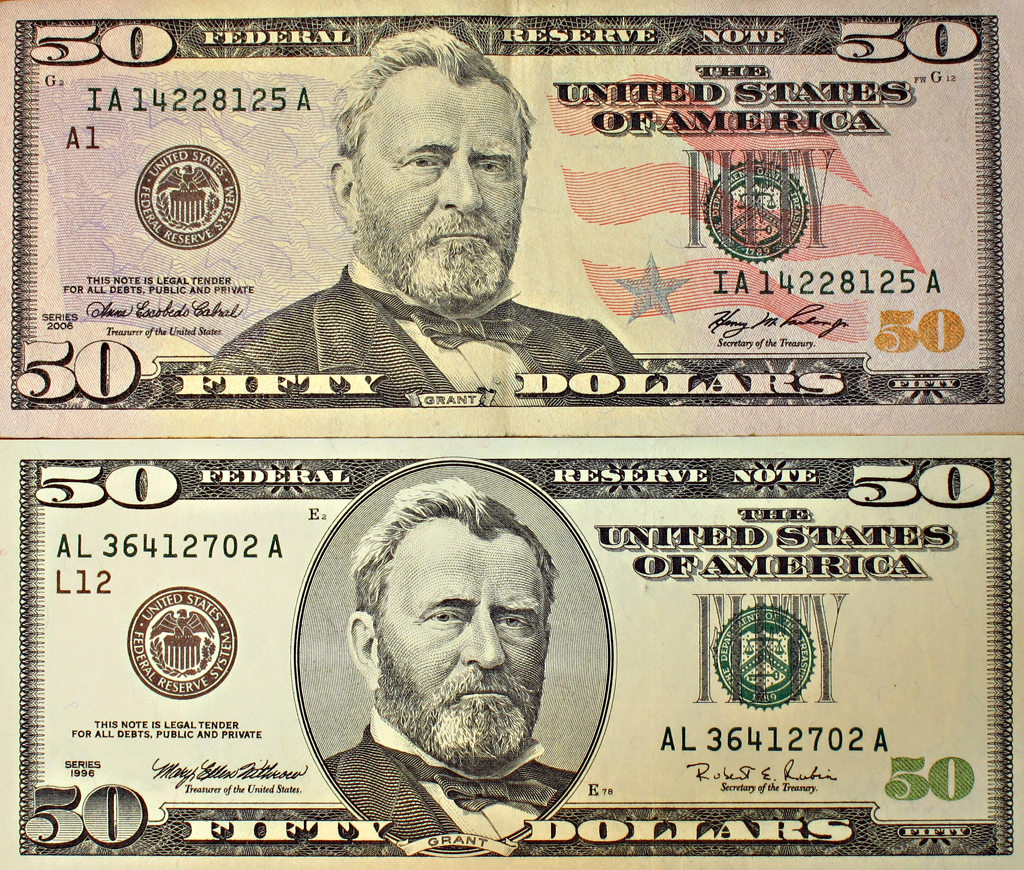 Образцы долларовых купюр