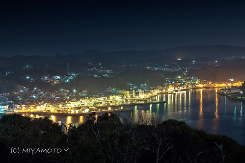 light sea reflection japan night bay harbor nightscape nightview sagapref
