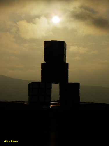 silhouette wales sunrise rubikscube object365