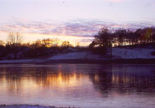 family sunset west reflection water clouds 1971 pond december dusk michigan grand rapids grandrapids richmondpark