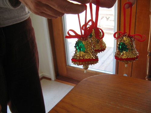 Beaded Christmas decorations golden bells
