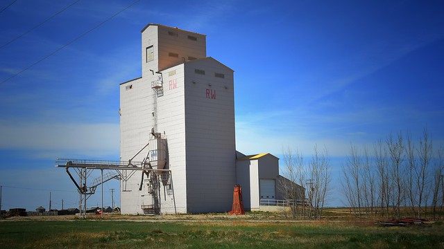 Former Pioneer grain elevator in Gravelbourg, SK.