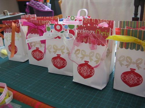 Small Christmas gift bags with chocolates