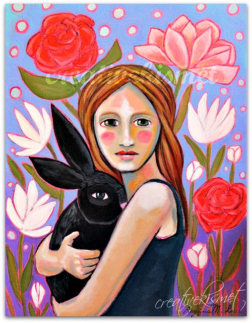 girl with bunny art by Regina Lord
