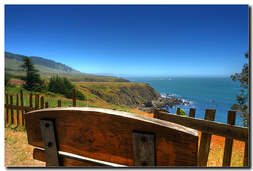 ocean california statepark travel blue orange usa green northerncalifornia vintage fence catchycolors bench photography chair nikon sunny bluesky handheld sonomacounty nikkor imperialism hdr jenner bluff latespring woodfence ca1 fortross 2011 nationalhistoriclandmark early19thcentury photomatix shorelinehighway tonemapped d700 russiansettlement afs2470mm nxtrfoto nextierphotography