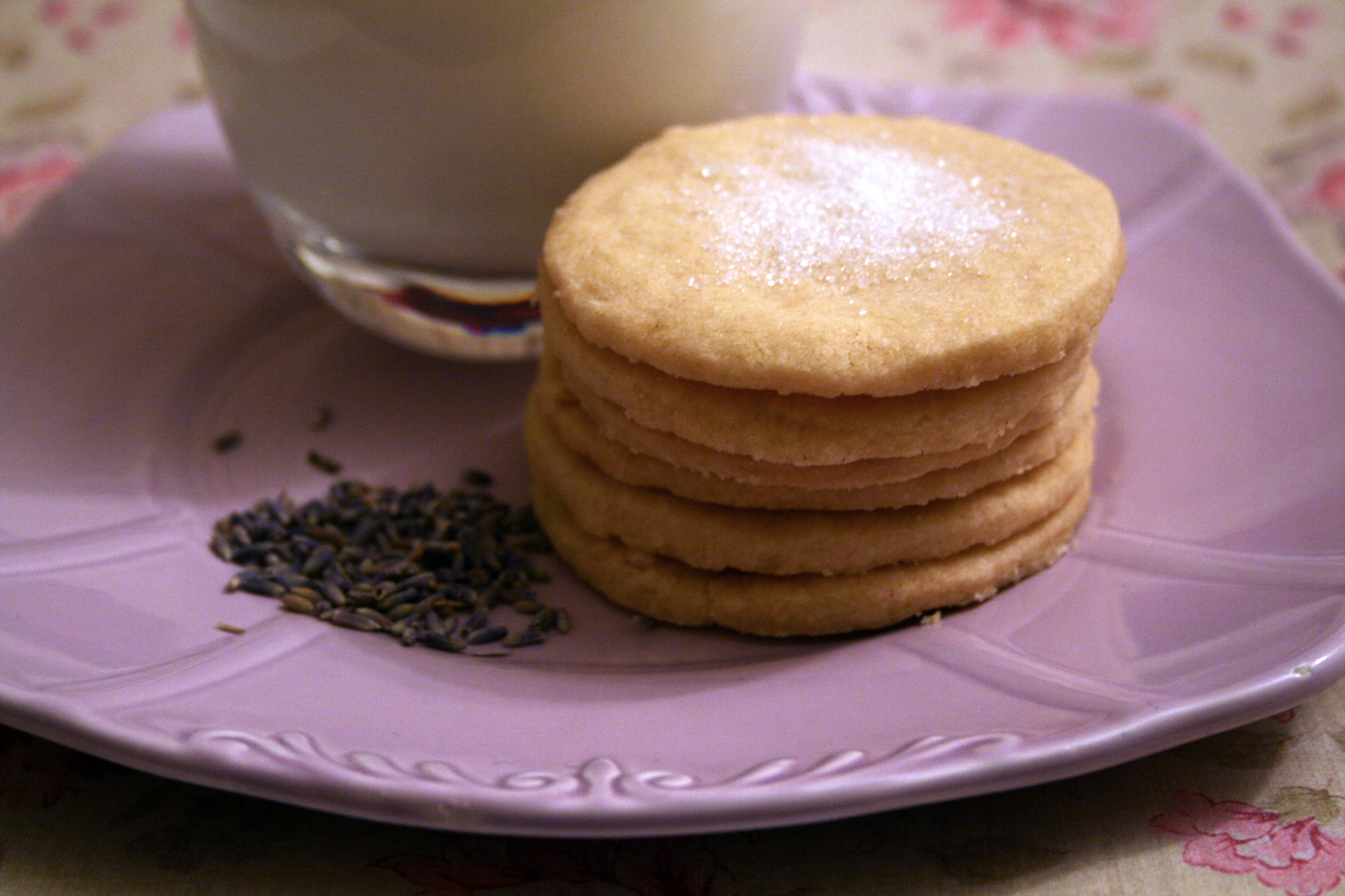 Lavender Milk and Vanilla Biscuits on Plate