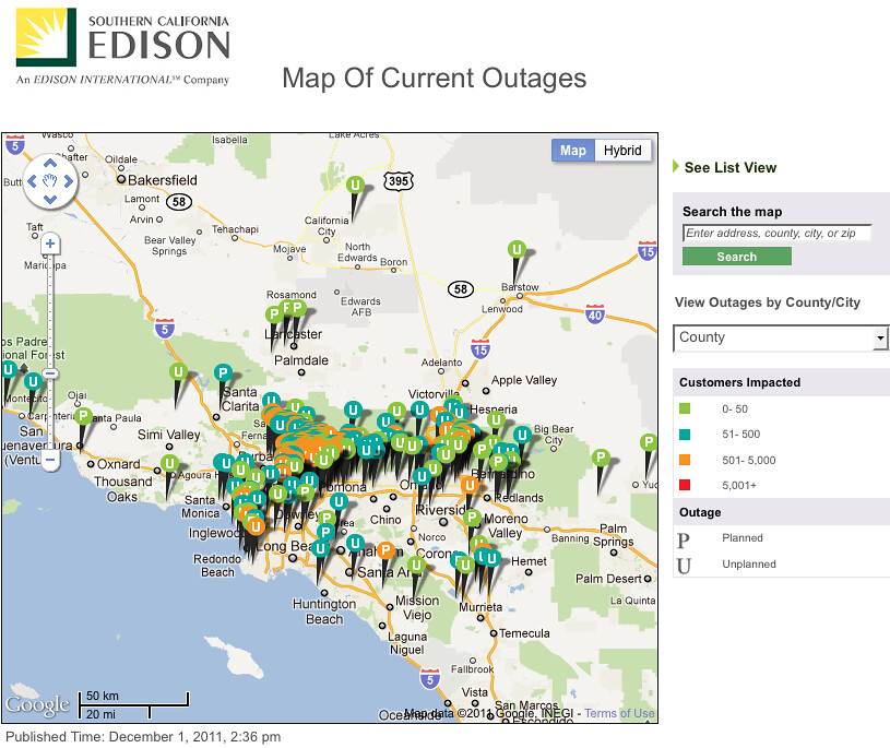 Pic Socaledison Outage Map Oof Lots Of Ppl W O Power Flickr