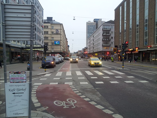 Taxi respecting bike lane @Södermalm Stockholm Sweden