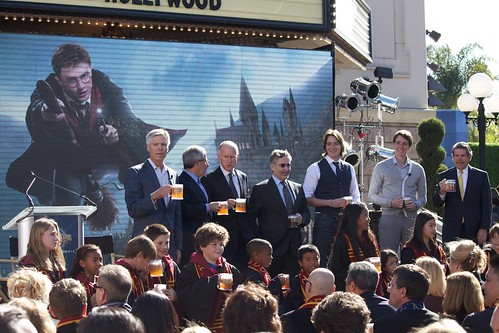 Butterbeer toast at Harry Potter announcement with Phelps twins