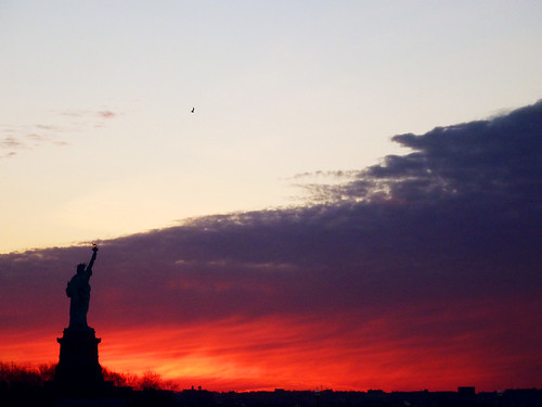 nyc newyorkcity ny clouds sunrise jerseycity nj statueofliberty newyorkharbor