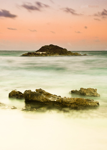 longexposure pink sunset sea sky beach tulum caribbean rockin
