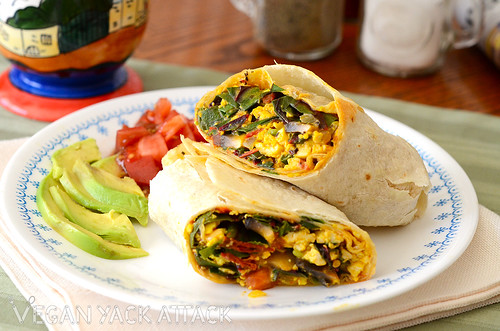 A filling Tofu Scramble Breakfast Burrito that has lots of nutrients and protein to get your day started off right!