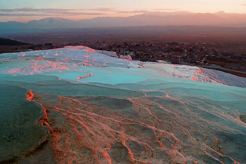 pink sunset mountains ice water colors turkey landscape turquie getty icy paysage pamukkale gettyimages pamukale vasque