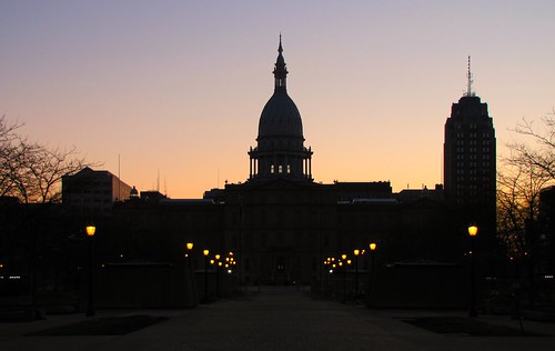 morning silhouette sunrise downtown michigan lansing clear capitol michigancapitolbuilding
