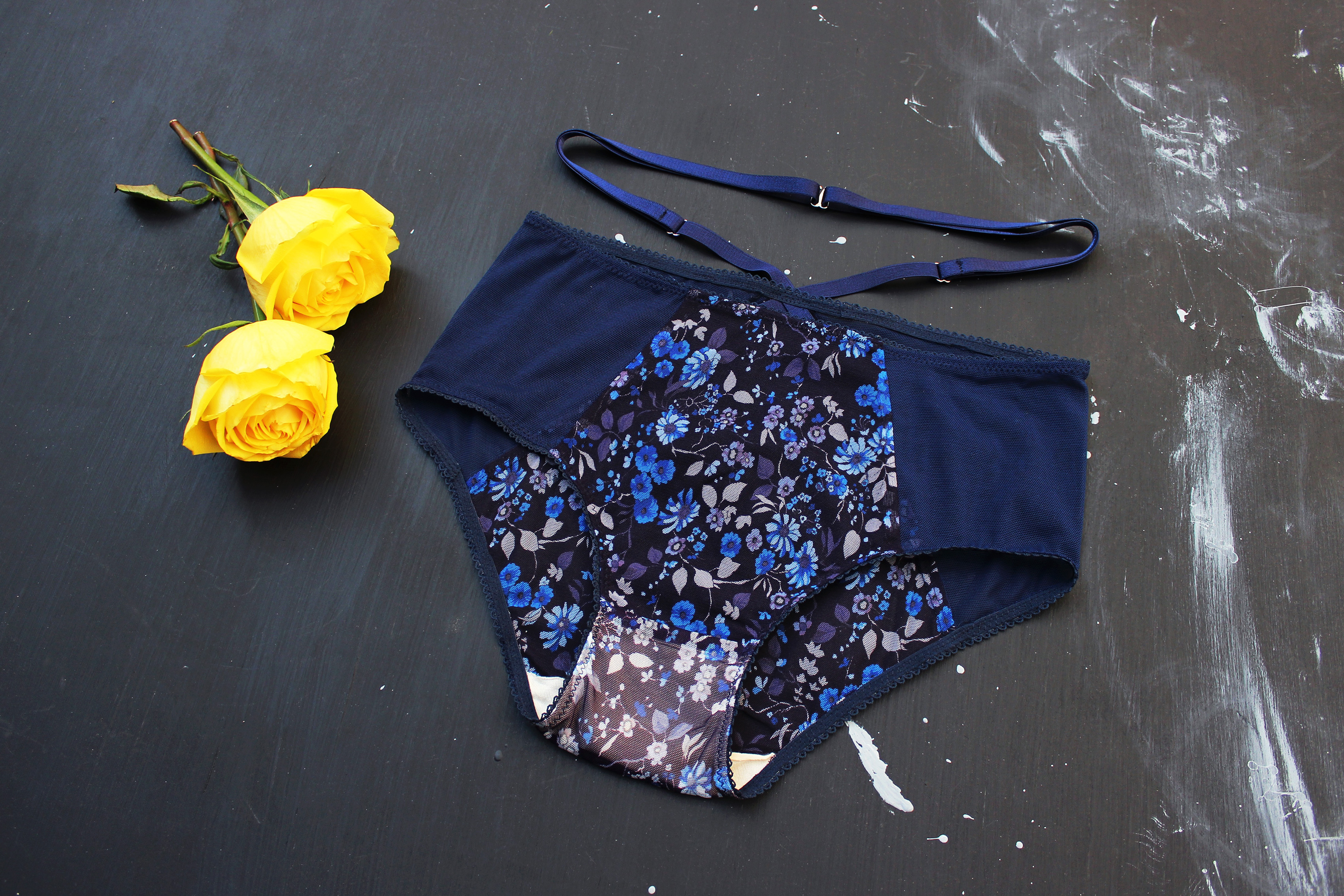 Blue Floral DIY Hi Waisted Pantie Underwear Tailor Made Shop