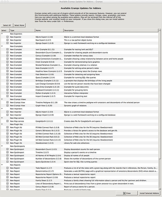 Mac OS X - Gramps Genealogy Software - Plugins/Gramplets