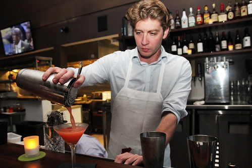 Post and Beam restaurant's Dan Warrilow pouring a Strawberry Daiquiri by Caroline on Crack