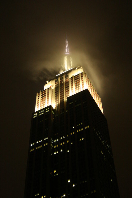 empire state building in mist
