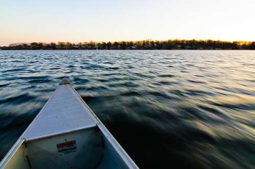 sunset lake water wind michigan canoe