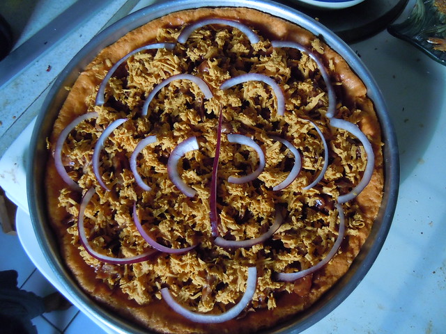 BBQ Soy Curl Pizza (before baking)