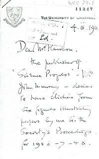 Sherrington to Harrison - 4 March 1911 (WCG 27.1)