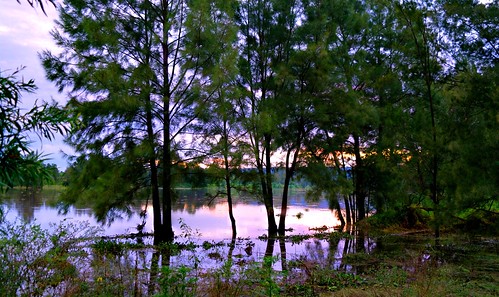 sunset sky lake water river nepean yarramundi