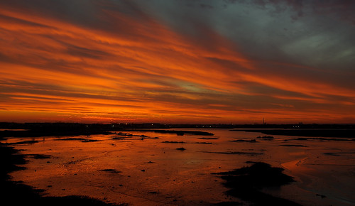 sunset clouds reflections connecticut marsh milford audubon