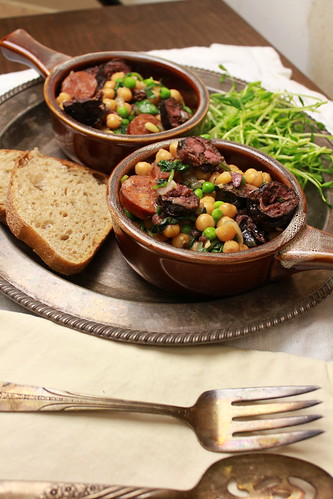 Spring time stew of morcilla and garbanzos