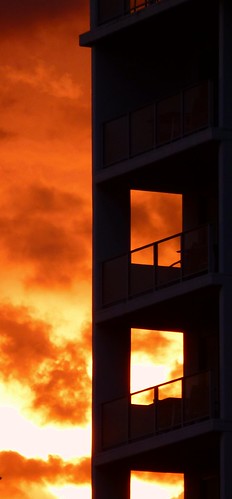 sunset red orange building australia queensland inferno balconies cairns apartmentblock