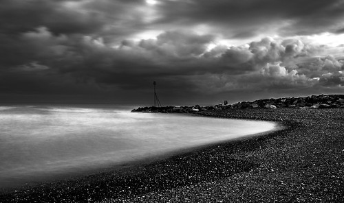 sea white black beach worthing long exposure shingle pebbles shore elements