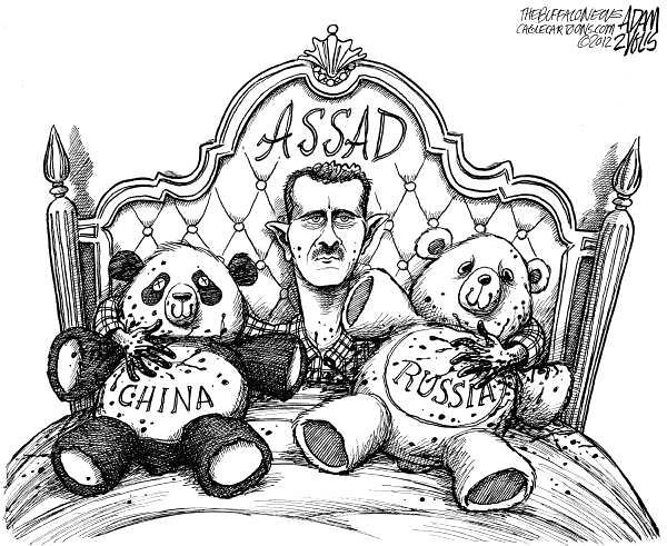 Depictions of Syria's Assad china russia