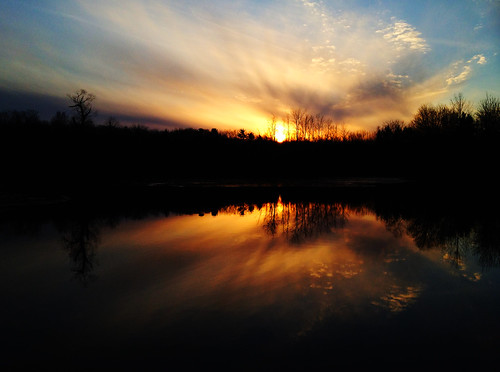 sunset sun reflection water landscape pond