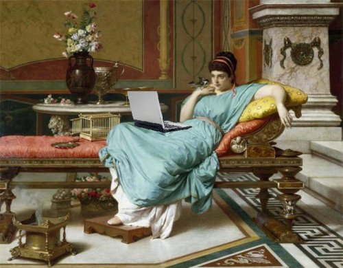 A Pompeian Beauty, Blogging, after Raffaele Giannetti