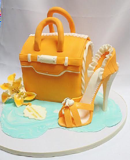 Bag Cake with Hand Molded Stilleto by Marianne Chico