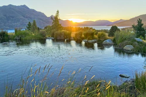 sunset newzealand mountain reflection water pond bravo queenstown hdr magicunicornverybest