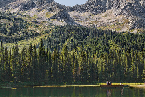 lake mountains floating calm together tranquil fernie islandlake eastkootenays