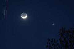 Venus, Crescent Moon with Earthshine, and Jet [Explored]