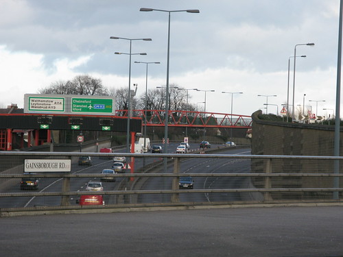 Gainsborough Road footbridge in the background taken from the road bridge