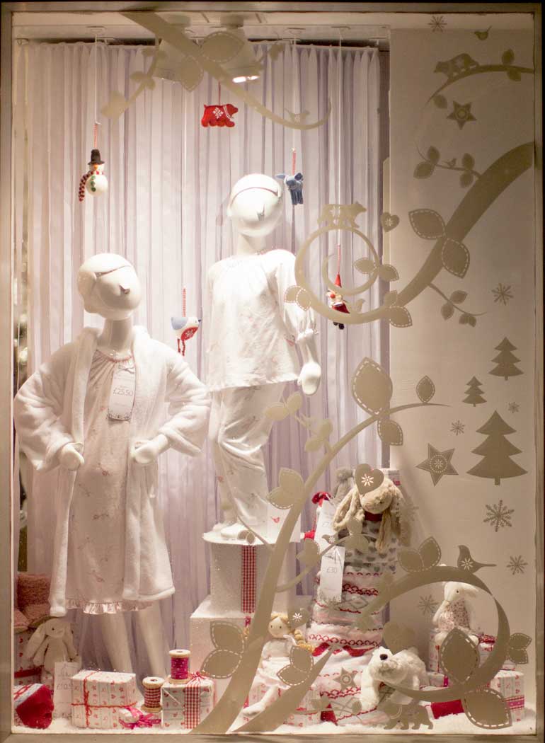 This festive shop window makes clever use of graduated light from hard to soft