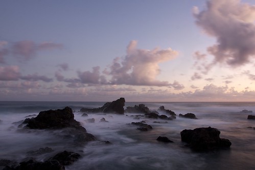 sea clouds sunrise rocks