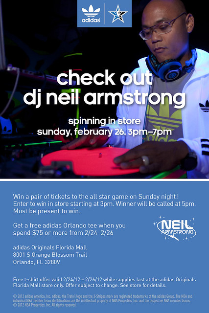 2/26 Sunday – Win a pair of FREE TIX to the All-Star game courtesy of adidas  & Yours truly – DJ Neil Armstrong