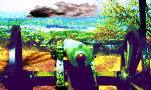 fx cannon altrafotografia impressionist smoke landscape after antique target artillery wheel civilwar confederate csa historic battle visualart old war hypothetical manipulation